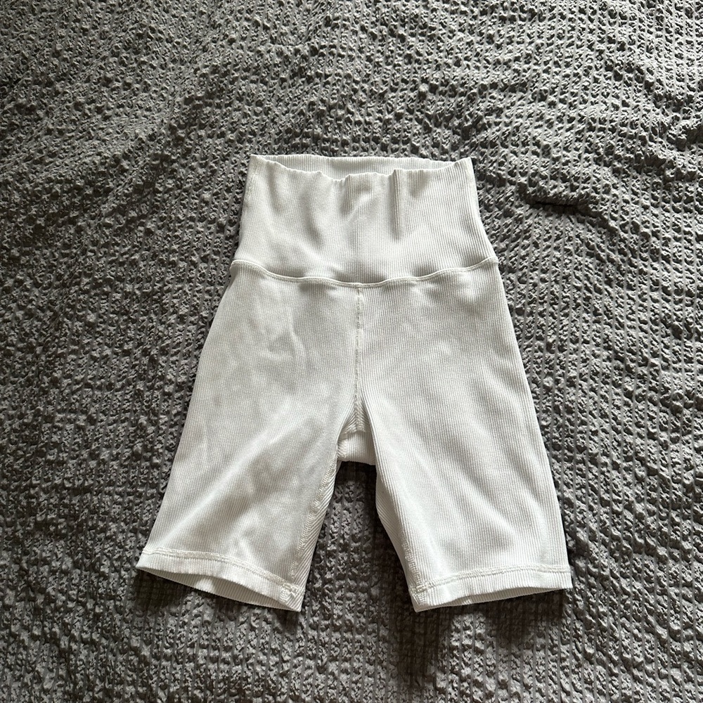 White High-Waisted Biker Shorts